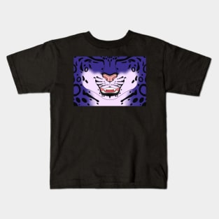 Violet Snow Leopard Face Kids T-Shirt